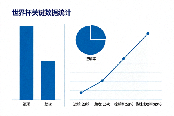 世界杯关键统计图表：进球、助攻、控球率、传球成功率等数据中心可视化